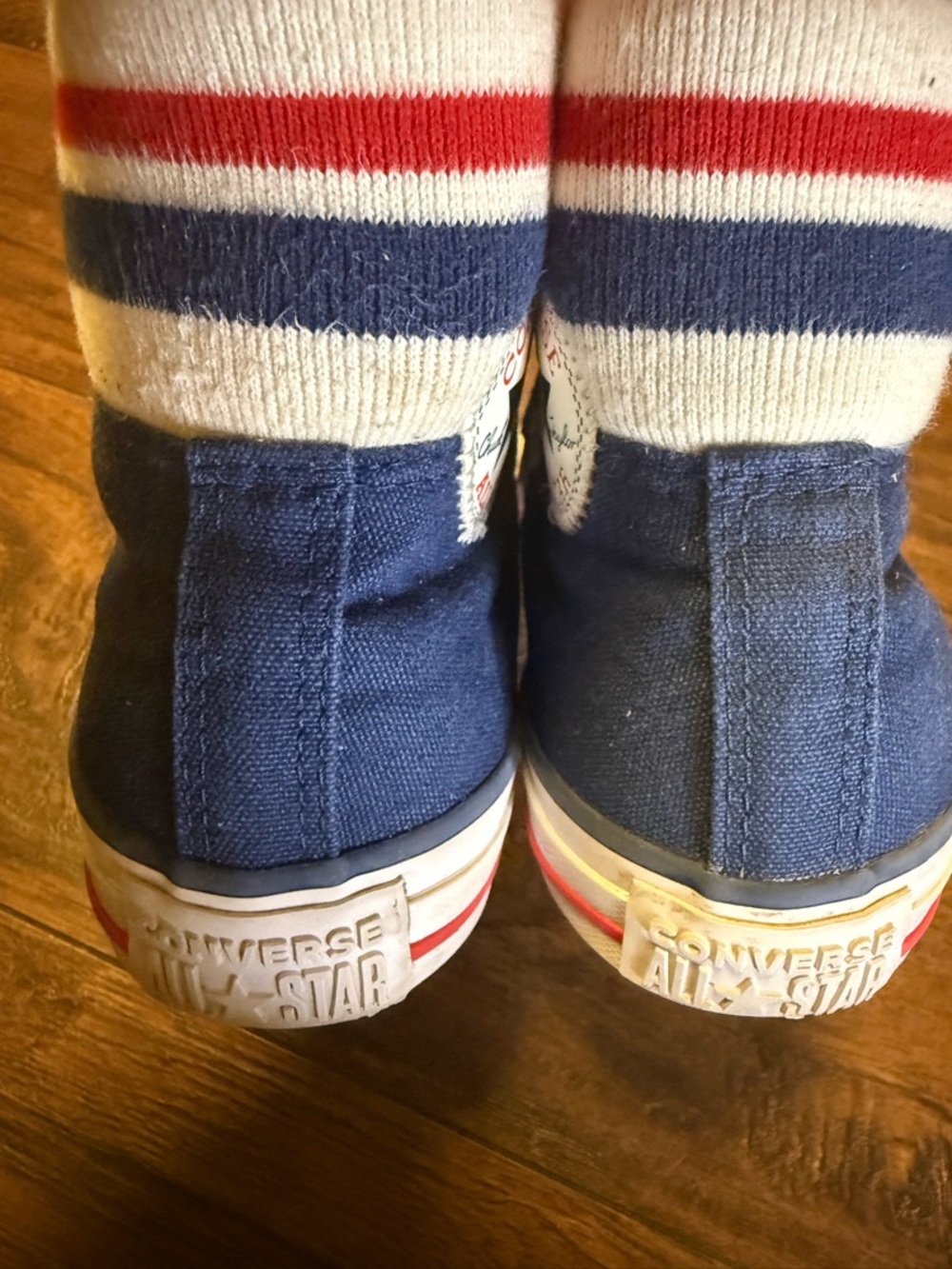 70s meets 80s Converse: Navy Tube Sock High-Tops Retro Athleisure W5.5 M3.5 Kids - Picture 8 of 13